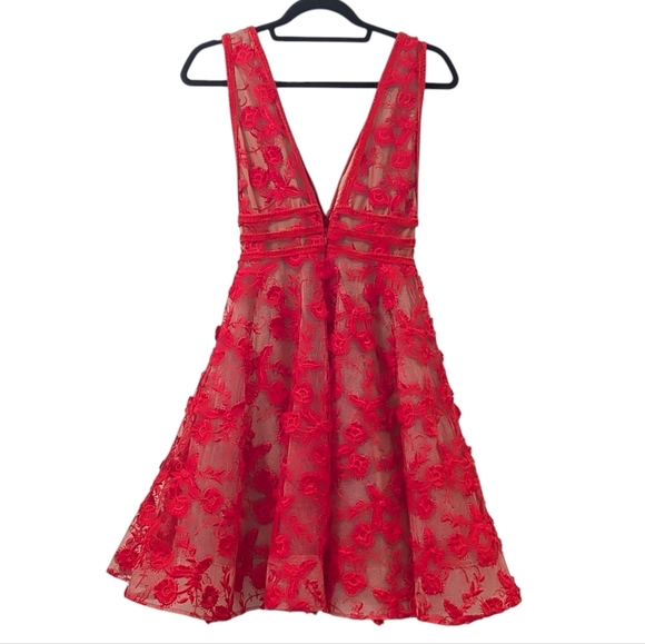 NWT Nadine Merabi Red Lola Lace Mini Dress Size XS/2 - Picture 6 of 16